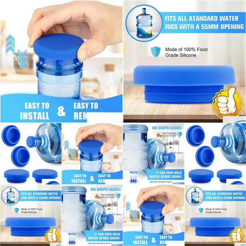 Other Drinkware 5 Gallon Water Jug Drinkware Lid Cap Sile Spill Resistant Reusable Replacement Fits 55Mm Bottles Drop Delivery Home Ga Dhvul