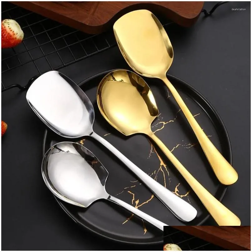 Spoons 2 Pcs Commercial Dining Room Soup Salad Servers Stainless Steel Serving