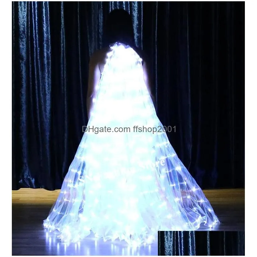 p01 ballroom dance led cloak split white wings bellydance stage luminous led costumes perform wears dress butterfly party show