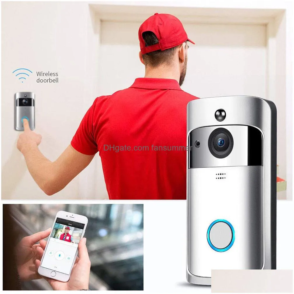 Doorbells 2021 Newest Wifi Viideo V5 Doorbell Smart Home Door Bell Chime 720P Hd Camera Real-Time Two-Way O Night Vision Pir Motion Dr Dhxjk