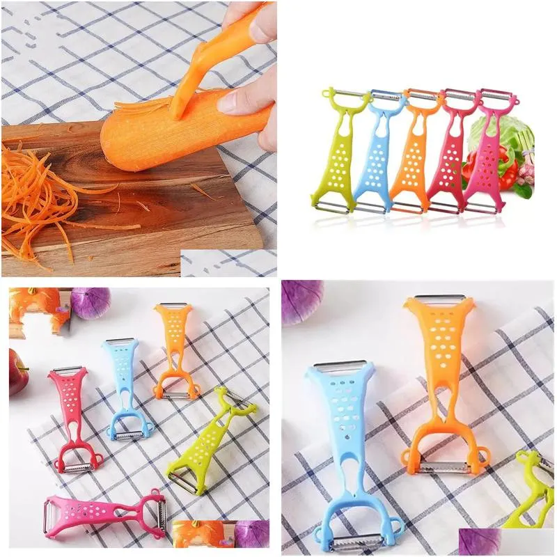 Fruit & Vegetable Tools Thickening Double Head Paring Knife Plastic Peeler Household Kitchen Fruits Potato Mti Function Grater Wholesa Dhvqo