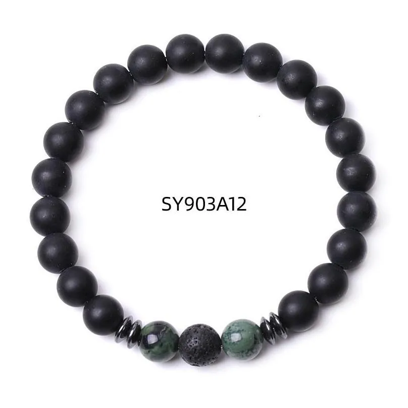 Beaded Wholesale 8Mm Black Stone Beaded Strand Colorf Crystal Jade Beads Energy Buddha Bracelet For Women Men Drop Delivery Jewelry Br Dhjrk