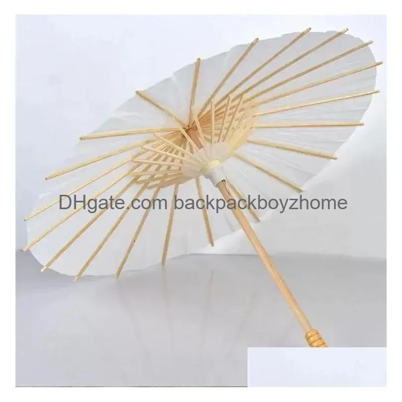 Umbrellas 60Pcs Bridal Wedding Parasols White Paper Umbrellas Beauty Items Chinese Mini Craft Umbrella Diameter 52Cm Drop Delivery Hom Dhuxi