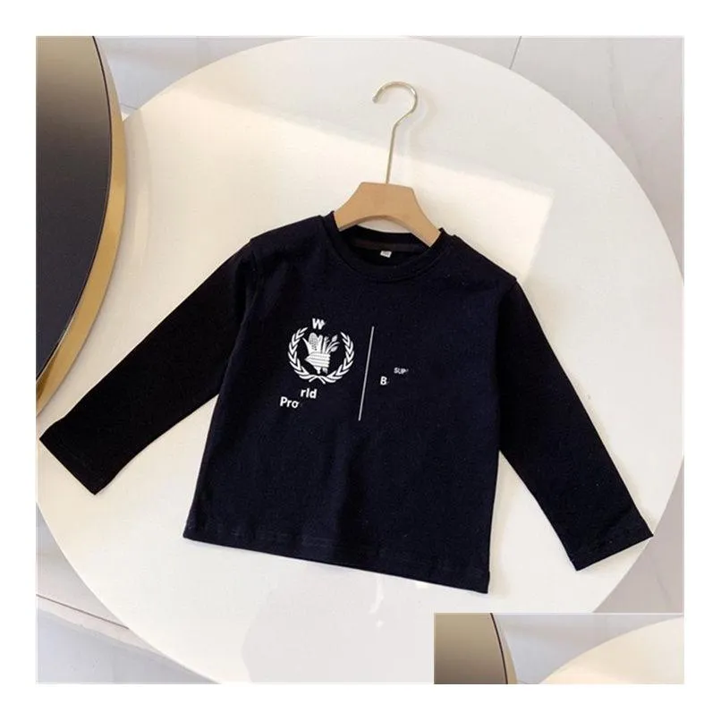 boys and girls baby designer crewneck cotton long sleeve base shirt classic letter fashion childrens wear series size 90-150cm g12
