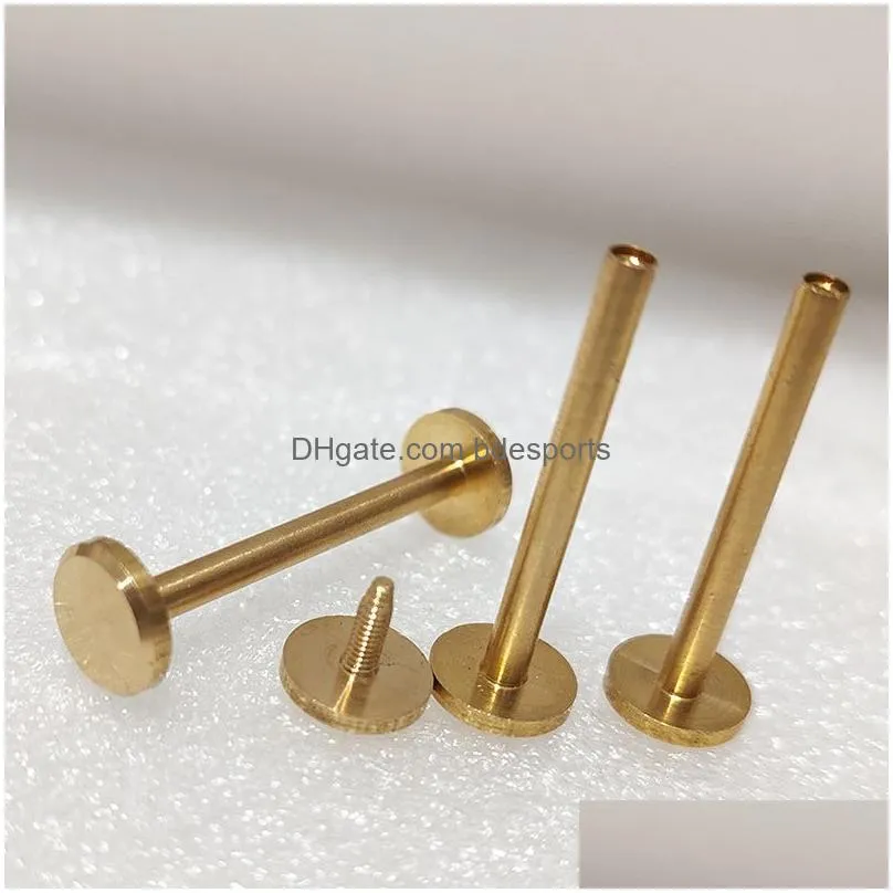 Nails Wholesale Height 25/30Mm Wallet Bag Screw Brass Belt Rivet Diy Handmade Leather Car Key Case Fastener Hardware Part Drop Deliver Dhtqd