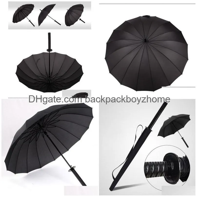 Umbrellas Japanese Samurai Swords Umbrella Sunny Rainny Long-Handle Umbrellas Semi-Matic 16 Ribs Drop Delivery Home Garden Household S Dhm6U