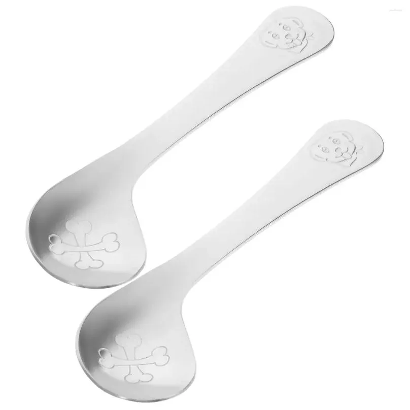 Spoons 2 Pcs Christmas Presents Baby Cutlery Feeding Spoon For Kids Self Learning Born Training 304 Stainless Steel