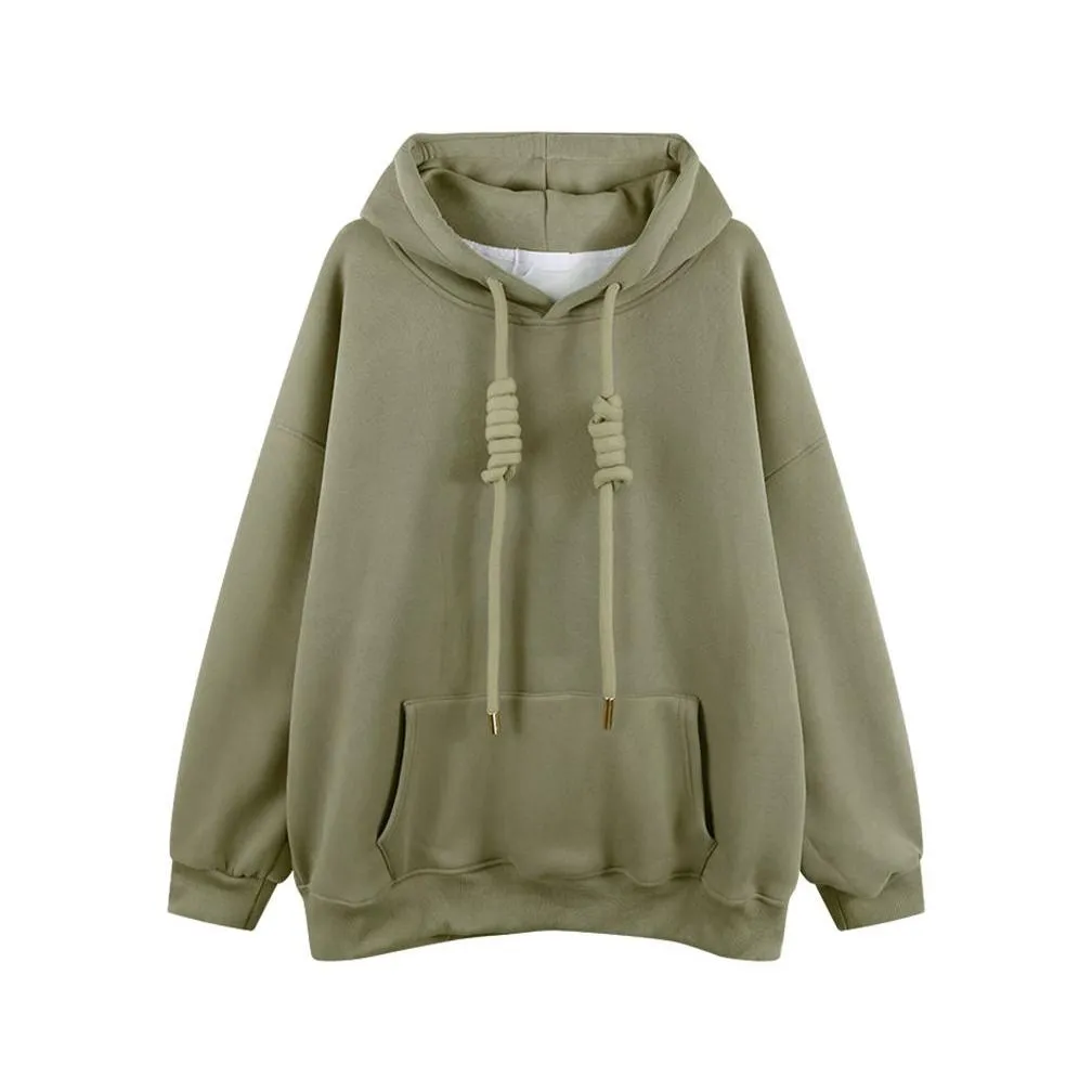 Women`S Hoodies & Sweatshirts Designer Hoodie Add Fleece Thickened New Female Winter Style American Retro Hooded Loose Bf Wind Autumn Otw0A