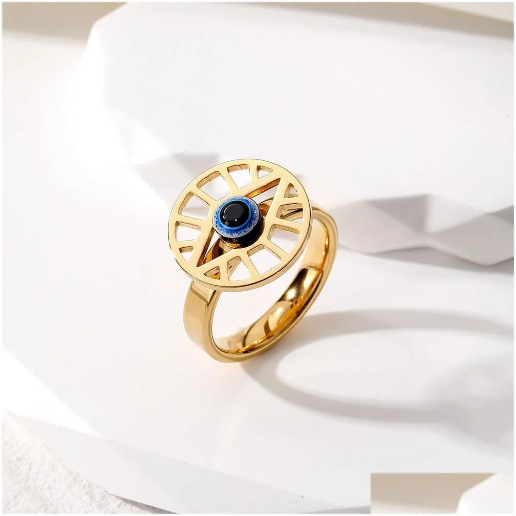 Cluster Rings Vintage Blue Evil Eye Finger Ring For Women Gift Jewelry Hollow Turkish Lucky Adjustable Party Accessories Size 17 18 19 Dhnyu