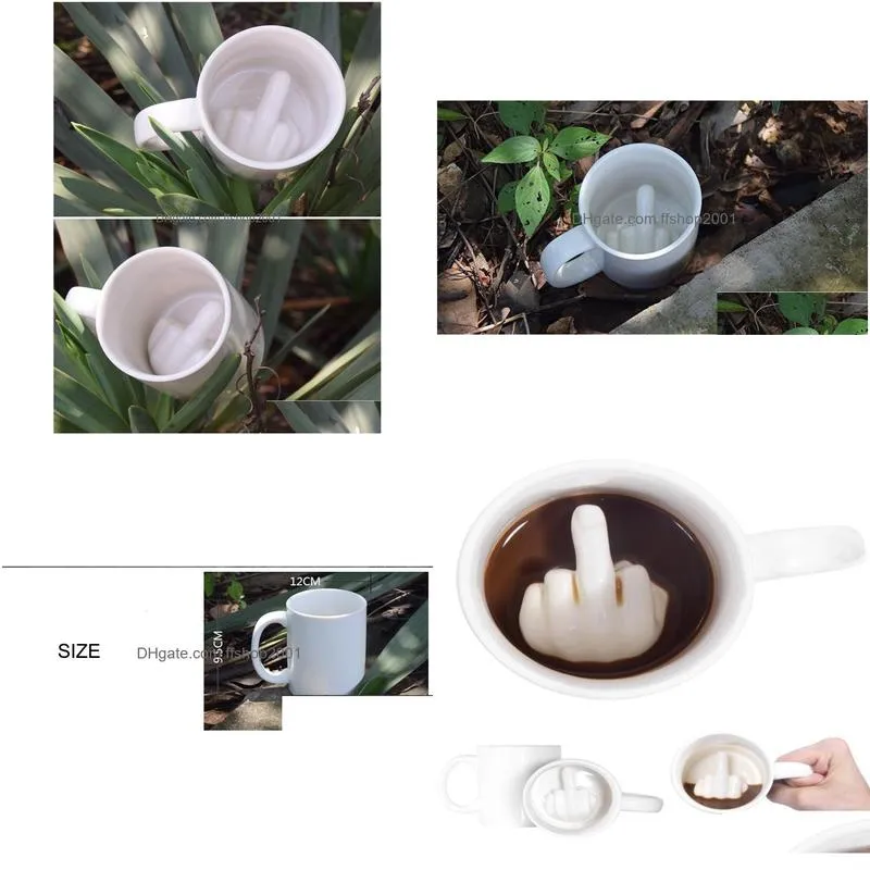 creative design white middle finger mug novelty style mixing coffee milk cup funny ceramic mug 300ml capacity water cup2967433