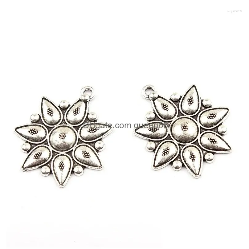 Charms Charms Fashion 45Mm 2Pcs/Lot Retro Zinc Alloy Stars Flowers Pendant For Necklace Jewelry Making Accessories Drop Delivery Jewel Dhqy0