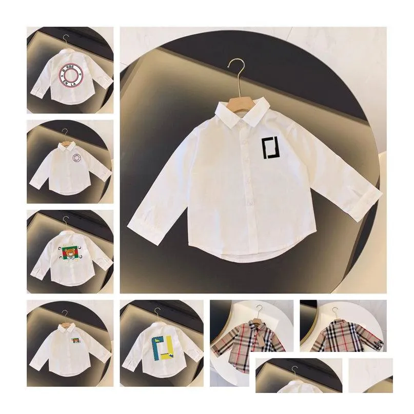 spring and autumn childrens designer long-sleeved shirt classic ribbon letters casual fashion for boys and girls foreign trade size 100-150cm