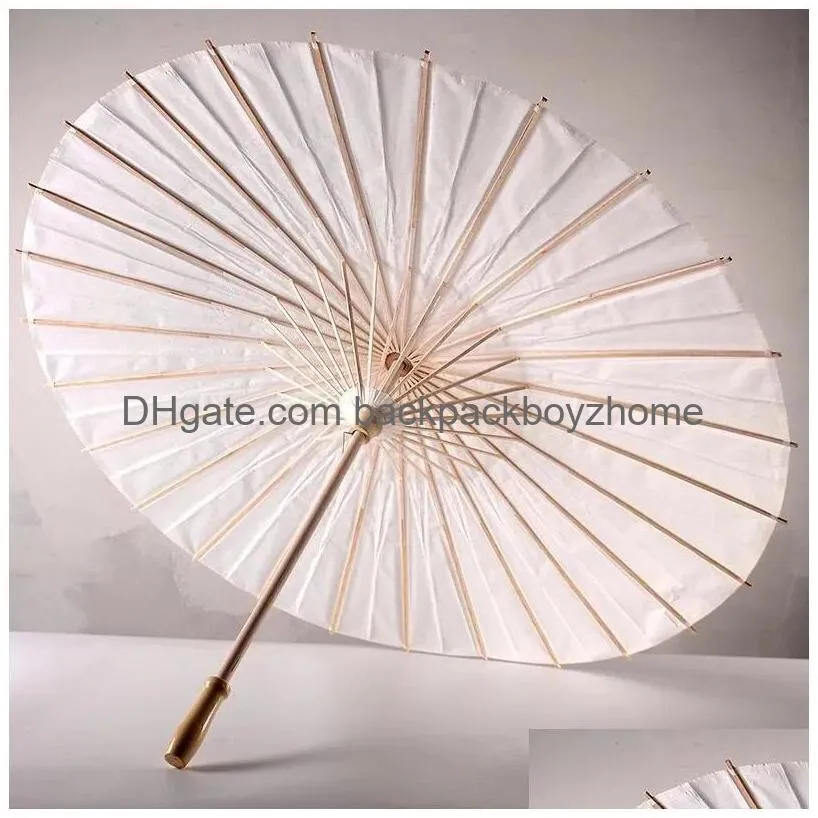 Umbrellas 60Pcs Bridal Wedding Parasols White Paper Umbrellas Beauty Items Chinese Mini Craft Umbrella Diameter 52Cm Drop Delivery Hom Dhuxi