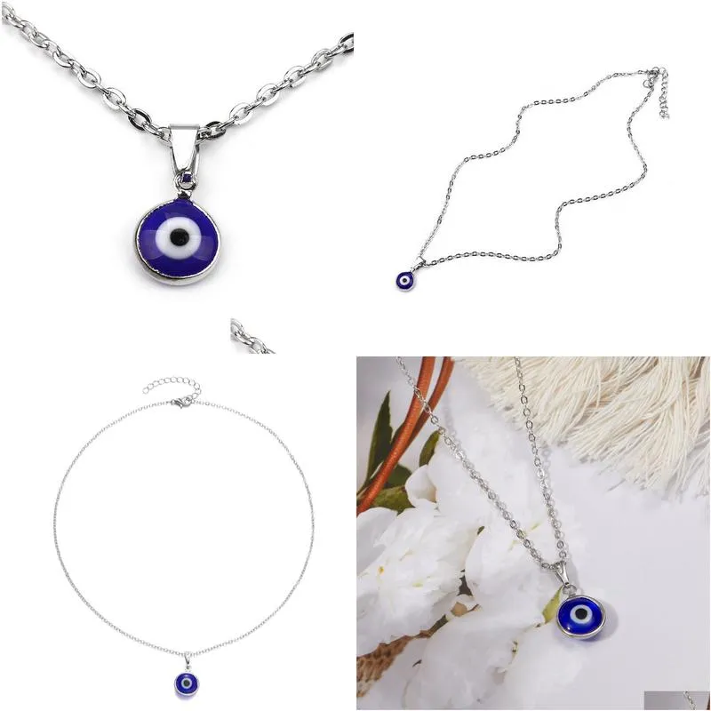 Pendant Necklaces Turkish Blue Evil Eye Pendants Necklaces For Women Alloy Leather Chain Necklace Girls Jewelry Good Luck Drop Deliver Dhect