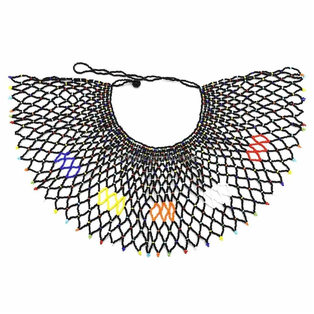 Pendant Necklaces Zu Necklace Handmade Ethnic Choker Shawl Bib Collar Beads Statement Boho Jewelry For Drop Delivery Jewelry Necklaces Dhpcl