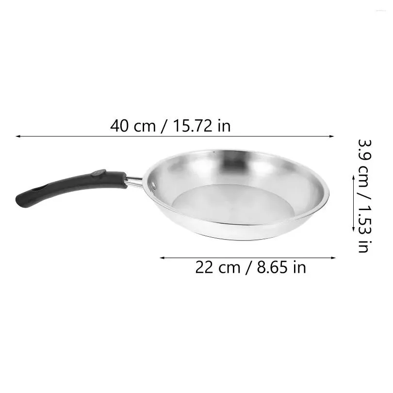 Pans Pan Non-stick Flat Bottom Frying Rounded Stainless Pot Home Steel Saucepan