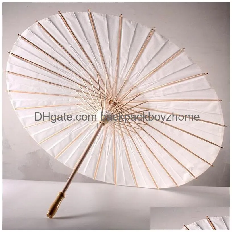 Umbrellas 60Pcs Bridal Wedding Parasols White Paper Umbrellas Beauty Items Chinese Mini Craft Umbrella Diameter 60Cm Drop Delivery Hom Dhc7G