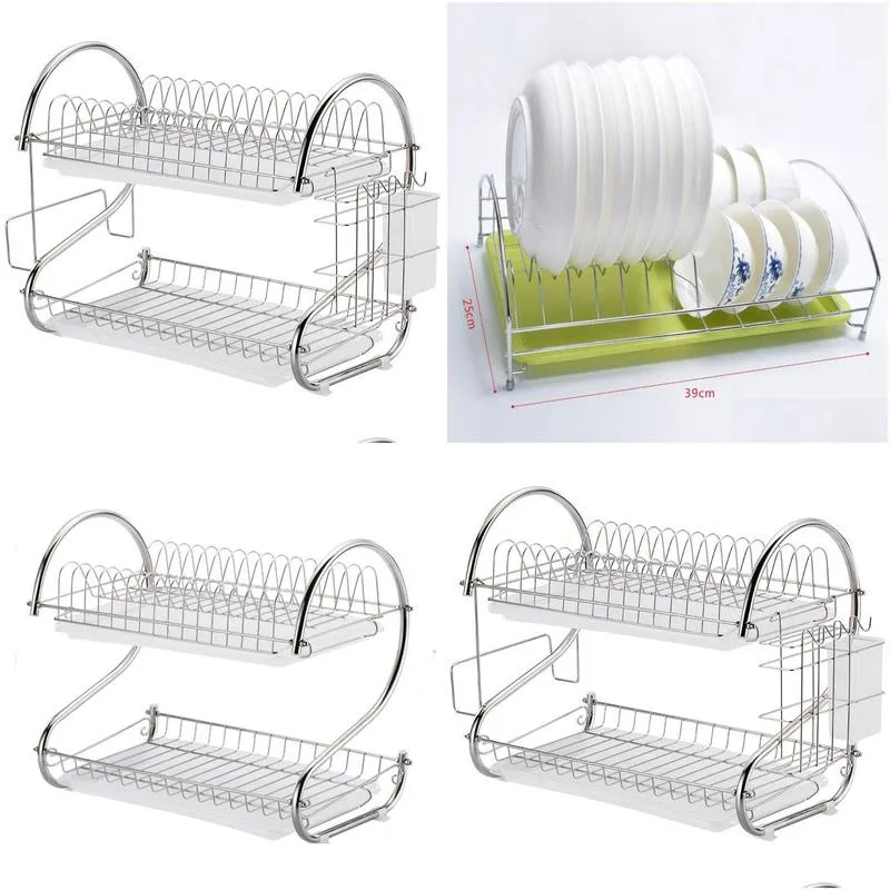 Dish Racks Bowl And Dish Drainage Rack Storage Kitchen Removable 304 Stainless Drop Delivery Home Garden Housekeeping Organization Kit Otoxv