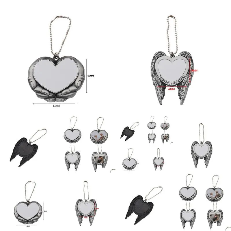 Party Favor Sublimation Car Charm Pendants Party Favor Valentines Day Ornament Heart In Hands Blanks For Heat Drop Delivery Home Garde Dhbya