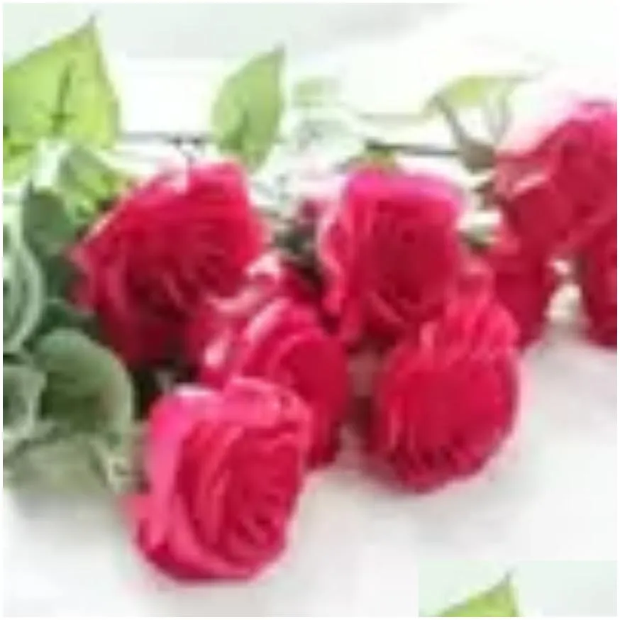 Decorative Flowers & Wreaths Home Decor Rose Artificial Flowers Silk Floral Wedding Bouquet Party Design Drop Delivery Home Garden Fes Dh7Yf