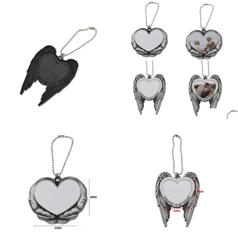 Party Favor Sublimation Car Charm Pendants Party Favor Valentines Day Ornament Heart In Hands Blanks For Heat Drop Delivery Home Garde Dhbya