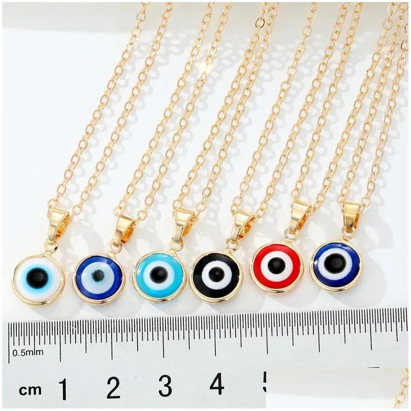 Pendant Necklaces Fashion Colors Evil Eye Pendant Turkish Blue Chains Choker Necklaces Clavicel For Women Jewelry Drop Delivery Jewelr Dhy3O