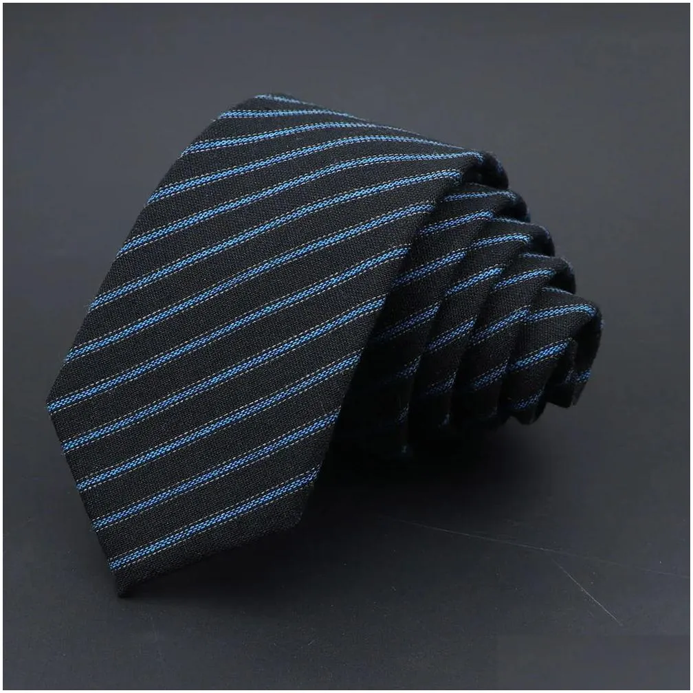 Neck Ties Neck Ties Original High Quality Solid Cotton Handmade Wool Men Necktie Striped Narrow Collar Slim Cashmere Casual Tie Access Dhedr