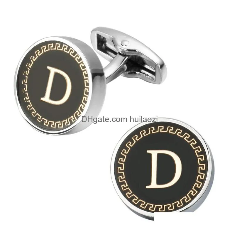  arrival fashion letter a d r h m cufflinks the english alphabet cuff links men shirt charm cufflinks whole 205a