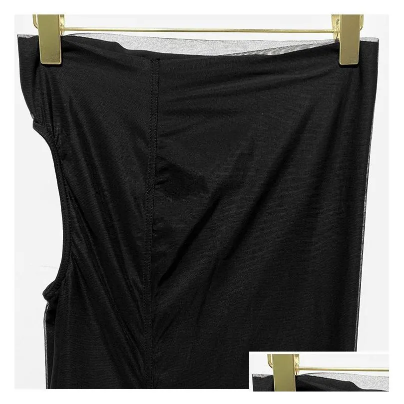 Basic & Casual Dresses Original Y Dress Black Double-Layer Mesh Slim Fit Bag Buttocks One-Shoder Long Drop Delivery Apparel Women`S Cl Otref