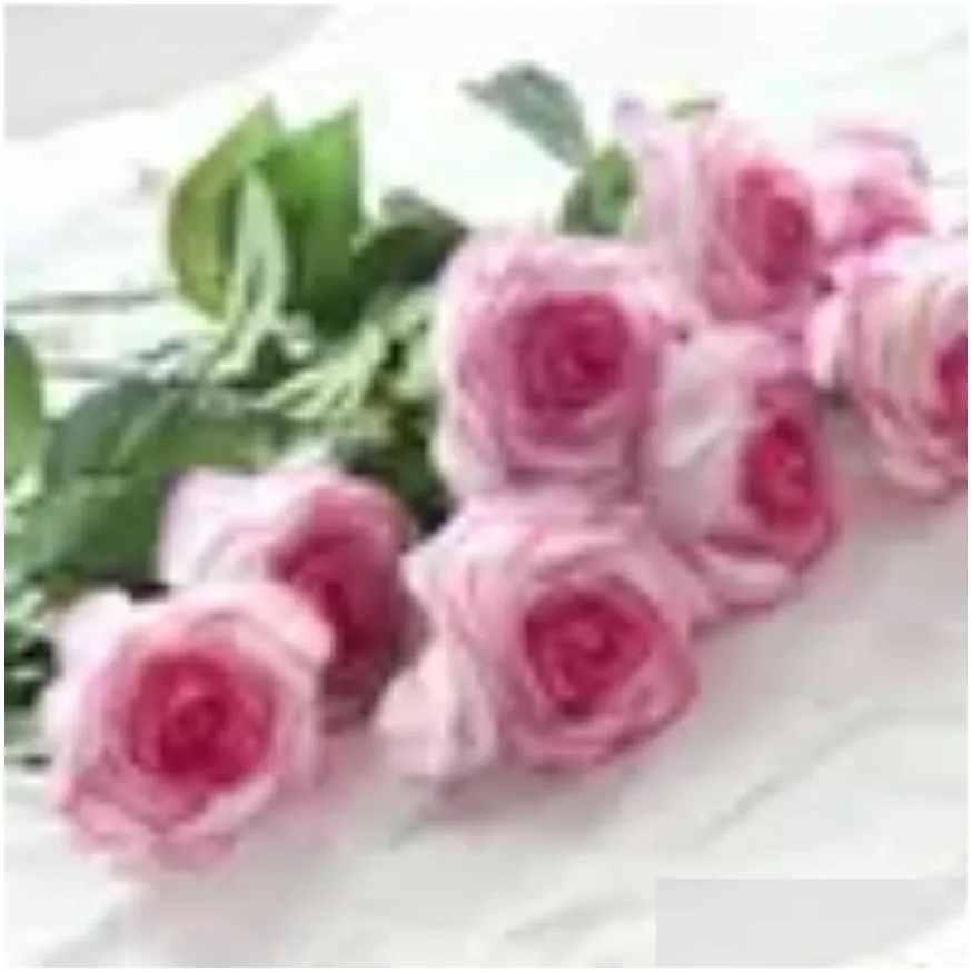 Decorative Flowers & Wreaths Home Decor Rose Artificial Flowers Silk Floral Wedding Bouquet Party Design Drop Delivery Home Garden Fes Dh7Yf