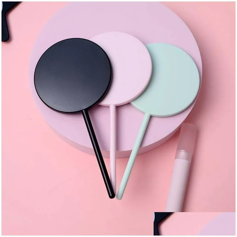 Mirrors Round Handheld Handle Lollipop Mirror High-Definition Plastic Portable Storage Makeup Female Beauty Drop Delivery Home Garden Otrmc