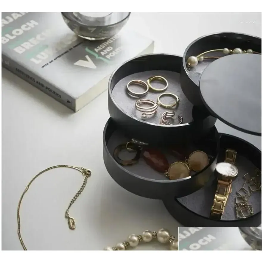 Storage Boxes Layers Makeup Degree Jewelry 360 Rack 3/4/5 Rotating Display Earrings Box Bracelet Organizer