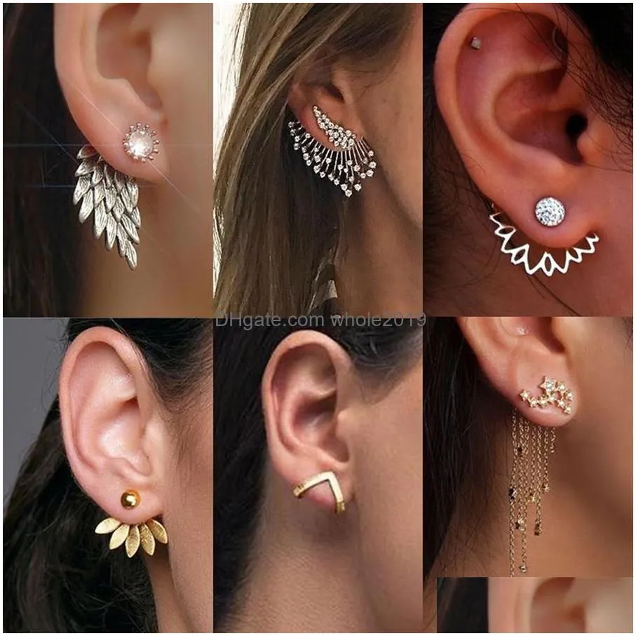 Stud New Trendy Pearl Earrings Angel Wings Feather Shape Stud Earring For Girls Bohemian Wedding Jewerly Gifts 231W Drop Delivery Jewe Dhi1B