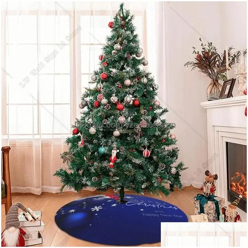 christmas decorations tree skirt blue ball fir branch snowflake mat for holiday xmas year lobby home ornament