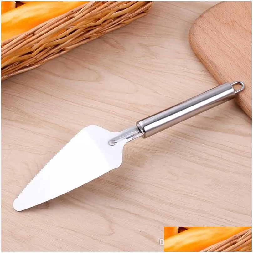 Dessert Cutlery Baking Tools Stainless Steel Cake Pizza Cheese Shovel Knife Kitchen Serrated Edge Cake Server Blade Cutter BH0612 TQQ