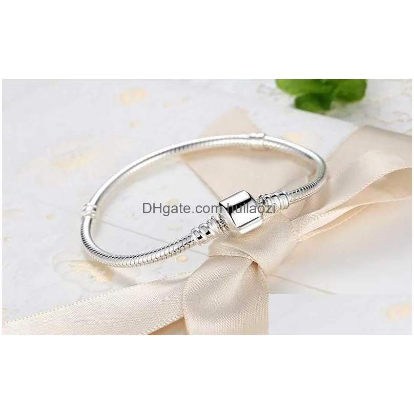 yhamni 100% 925 sterling silver bracelet jewelry diy bracelets accessories 3mm fashion silver chain bracelet jewelry gift sb005219f