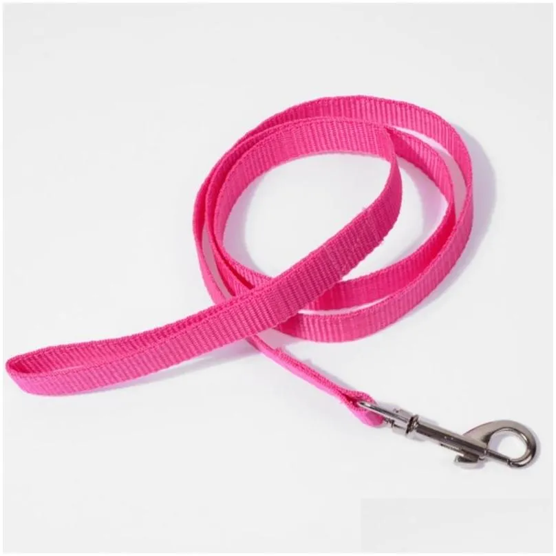 Dog Collars & Leashes Width 1.5Cm Long 110Cm Nylon Dog Leashes Pet Training Straps Dogs Lead Rope Belt Leash 6 Colors Drop Delivery Ho Dhkfv