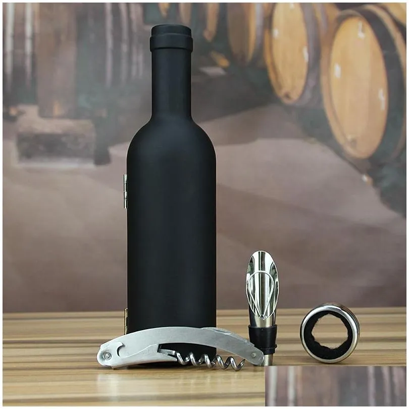 Openers Wine Bottle Corkscrew Opener Set 3Pcs 5Pcs Bottle-Shaped Holder Openers Stopper Pourer Kits Accessories Drop Delivery Home Gar Dhucp