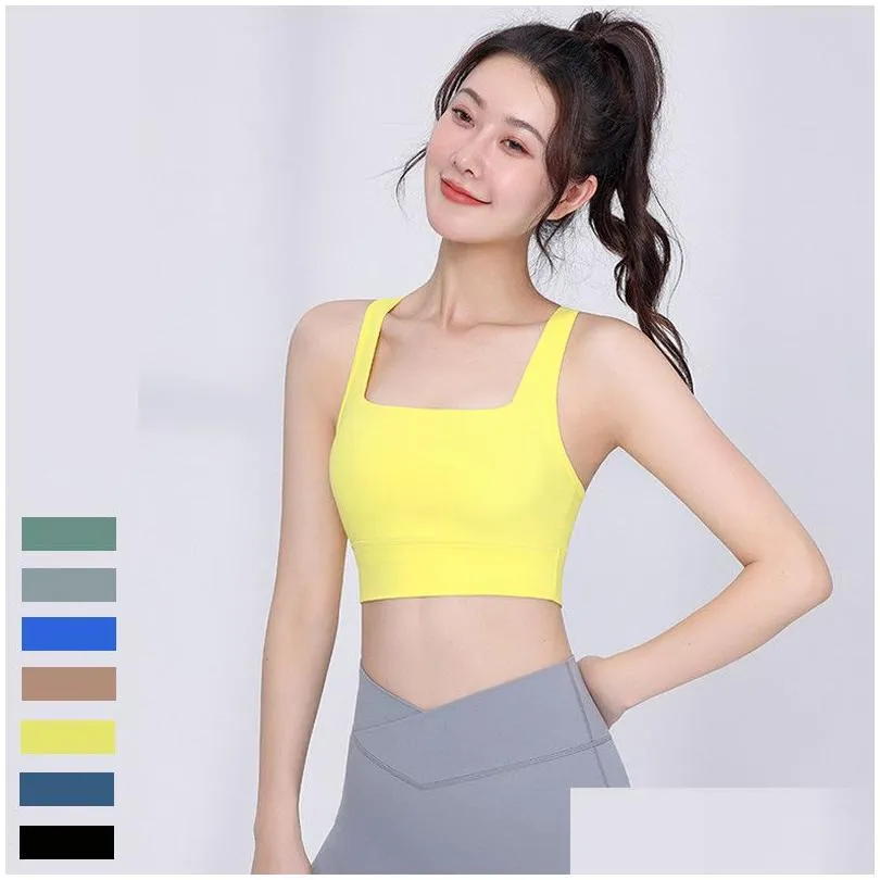 al Women Sports Bra Tops Cew Neck Fintness Ribber Tank Vest Skinfriendly Workout Breathble Crisscross Quick Dry Top Female A003