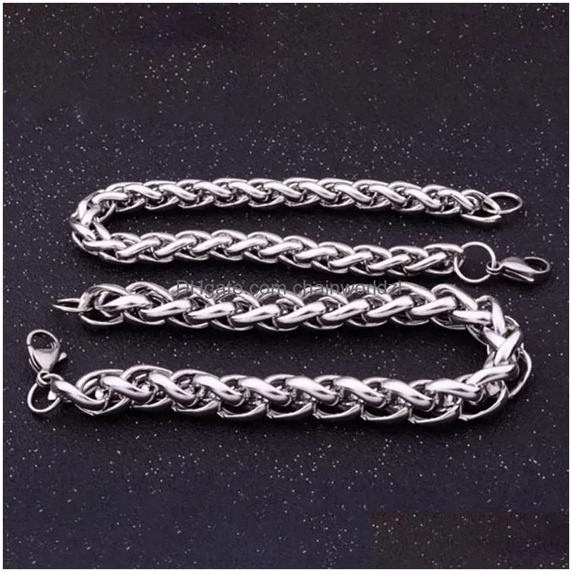 link chain 20cm solid stainless steel bracelets for men and women metal punk casual bracelet unisex curb cuban kent22