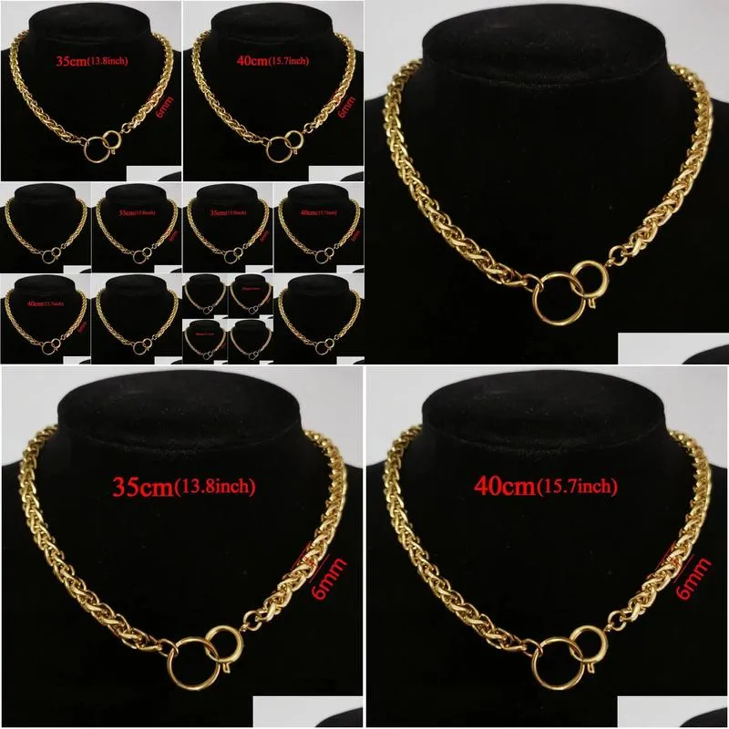 Chains Punk Cuban Chokers Necklace Women Collar 14K Yellow Gold Chunky Thick Chain Circle Hip Hop Men Neck Jewelry Drop Delivery Jewel Dhefp