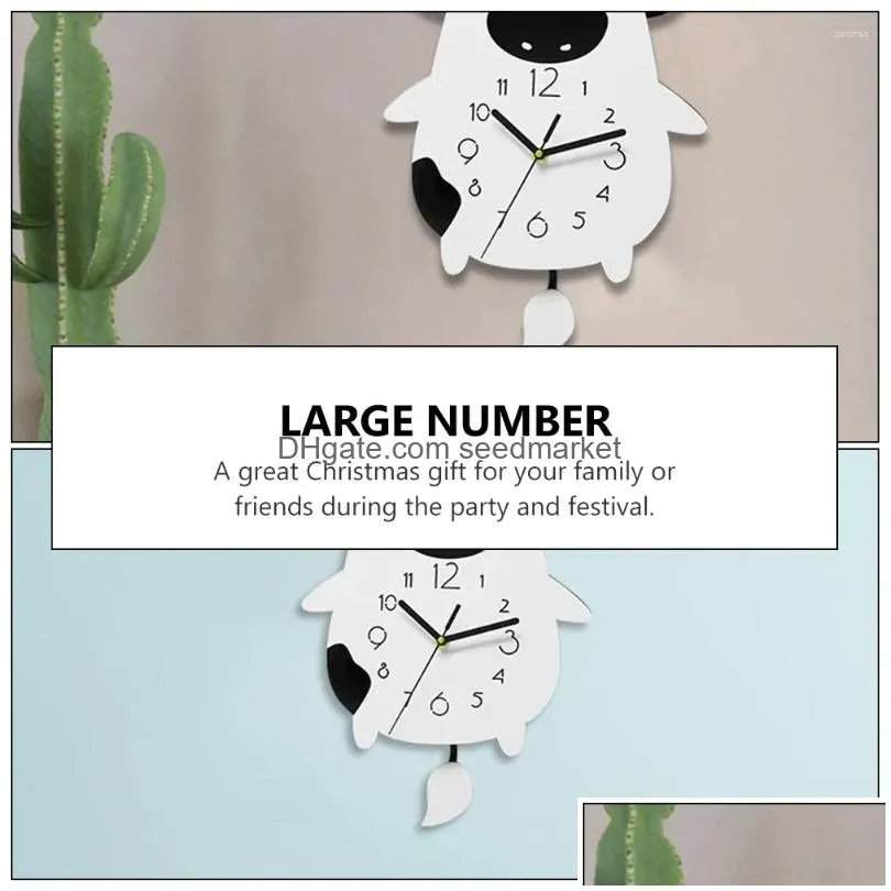 wall clocks cartoon cow clock 3d modern mute watches ornament silent quartz home living room decoration