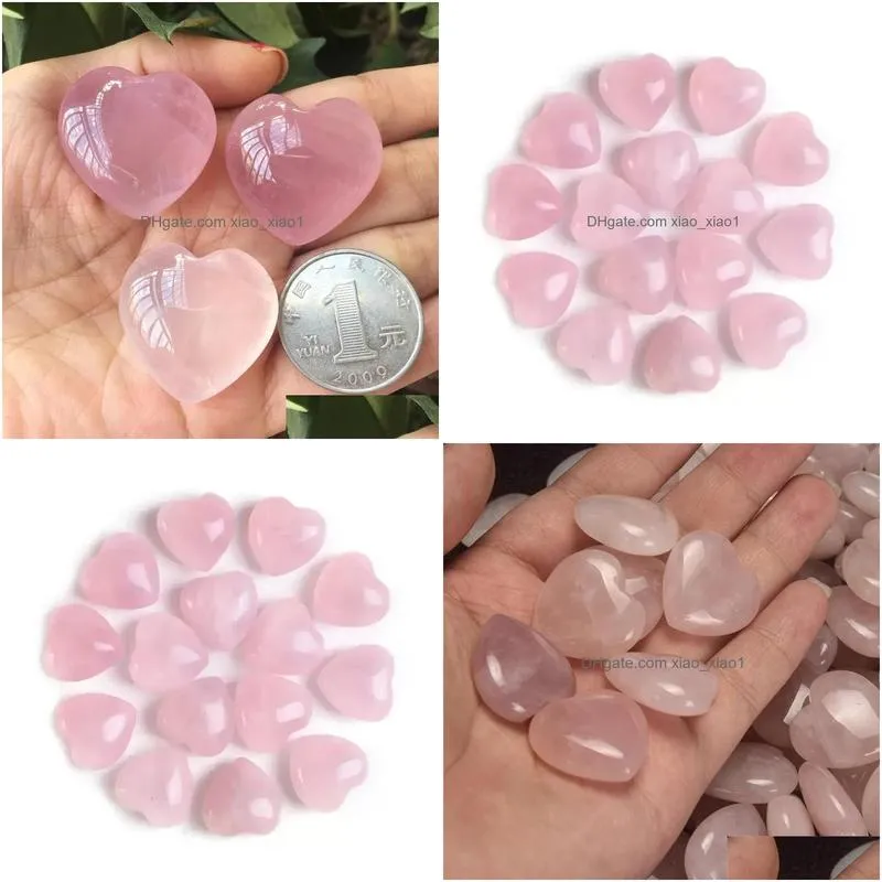 arts and crafts healing crystal natural rose quartz love heart stone chakra reiki