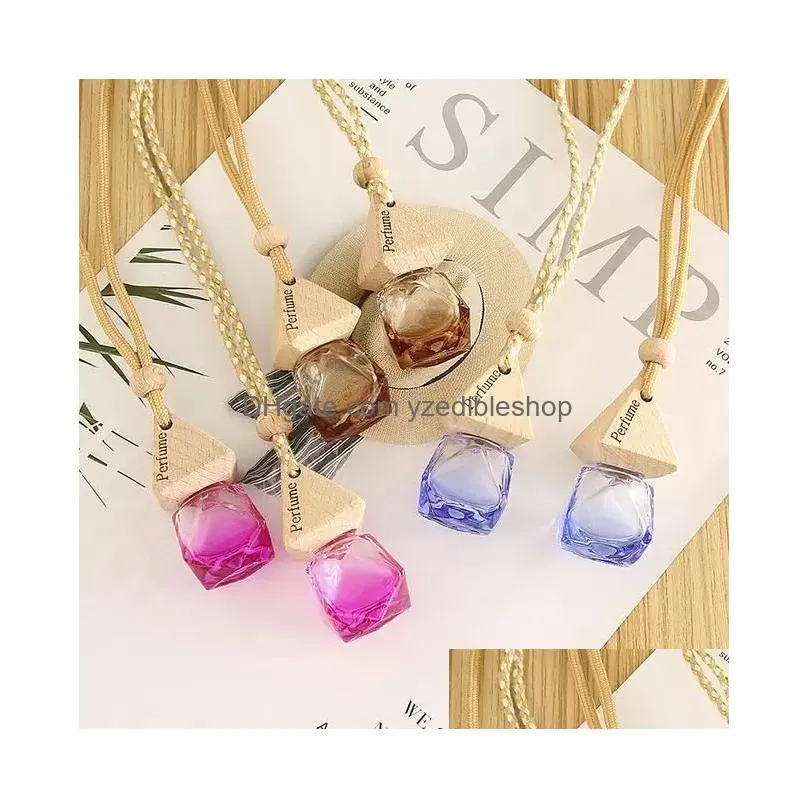 car perfume bottle pendant  oil diffuser diamond colored bag clothes ornaments air freshener pendants empty glass bottles fragrance