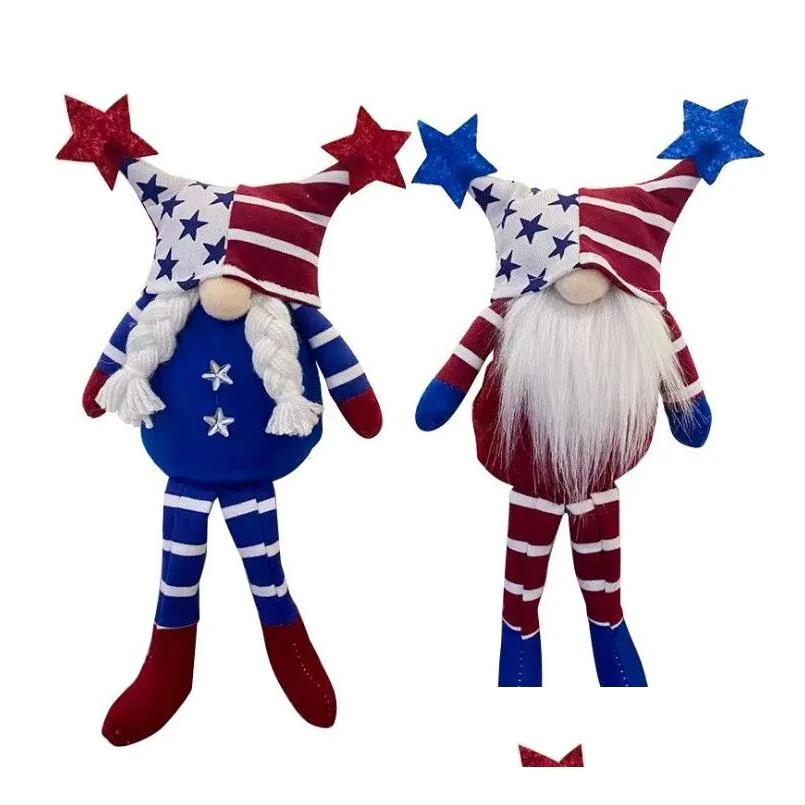 independence day doll toys home decoration american national day pentagram star long legged faceless doll sofa car decor kids gifts