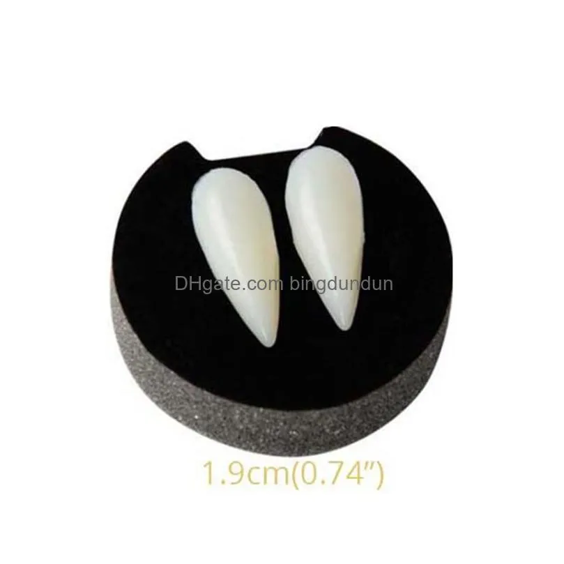 Party Decoration Party Decoration 1 Pairs Vampire Teeth Fangs Dentures Props Halloween Costume False Solid Glue Denture Adhesive Drop Dhjzs