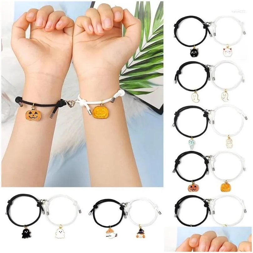 Link Bracelets Y4QE Halloween Love Couple Bracelet Magnets To Attract Girlfriends Hand Rope Jewelry
