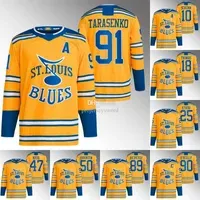 CUSTOM Blues Vladimir Tarasenko 2022 Reverse Retro Jersey Ryan O`Reilly Brayden Schenn Robert Thomas Brandon Saad Kyrou Torey Krug Binningto