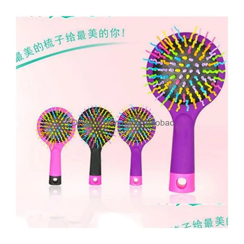detangle hair brush magic rainbow comb with mirror hair brushes anti-static comb black pink purple cepillo para desenredar el cabello magic rainbow