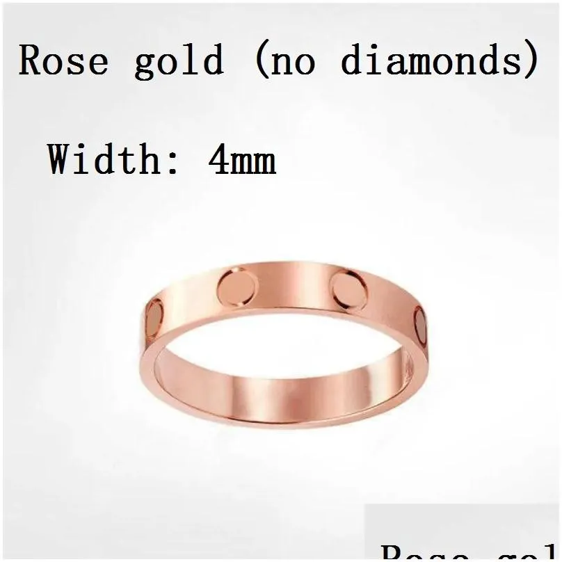 Titanium steel silver love ring men and women rose gold jewelry for lovers couple rings gift size 5-11 Width 4-6mm